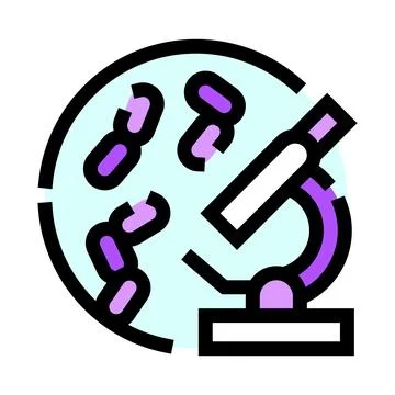 Microscope viewing bacteria and cells for scientific research Stock Illustration