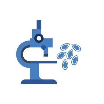 Microscope viewing blue germs vector illustration on white background Stock Illustration