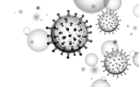 Microscope virus 3D low poly render. Laboratory analysis infection virus Illustrazione stock