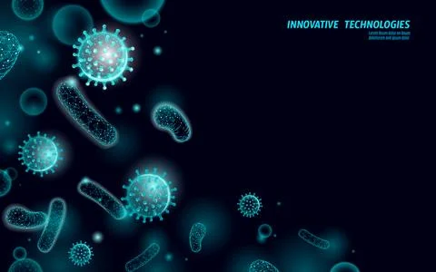 Microscope virus 3D low poly render. Laboratory analysis infection virus Illustrazione stock