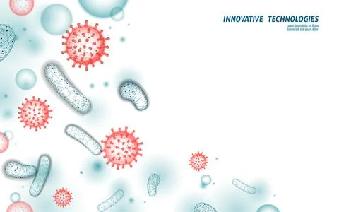 Microscope virus 3D low poly render. Laboratory analysis infection virus Illustrazione stock