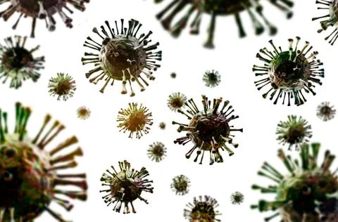 Microscope virus close up. 3d rendering Stock Photos