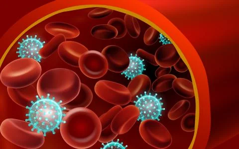 Microscope virus close up blood vessel 3d rendering. Laboratory analysis Stock Illustration