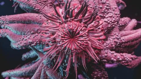 Microscope virus close up concept art . Pathogenic viruses causing infection  Stock Photos