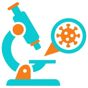Microscope with virus research icon Stock Illustration
