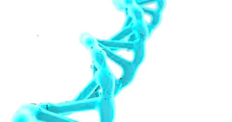 Microscope Vision of Blue DNA. Isolated 3D on White. Stock Illustration
