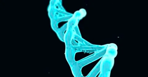 Microscope Vision of Spining DNA. Close-Up Isolated 3D on Black 스톡 일러스트