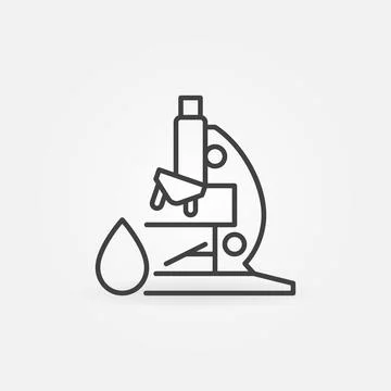 Microscope with Water Drop vector thin line concept icon Stock Illustration