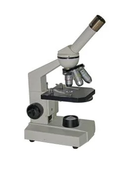 Microscope on white background Stock Photos