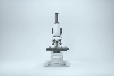 Microscope with white background,abstract conception,3d rendering. Illustrazione stock