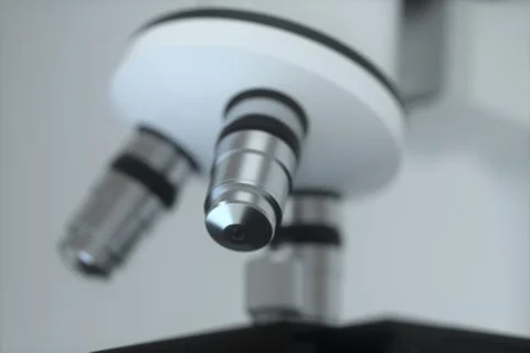 Microscope with white background,abstract conception,3d rendering. Illustrazione stock