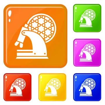 Microscope work icons set color Illustrazione stock
