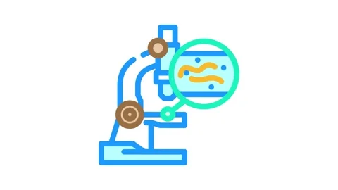 Microscope worm parasite color icon animation Stock Footage 327260674