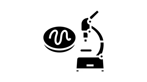 Microscope worm parasite glyph icon animation 스톡 동영상 326147288