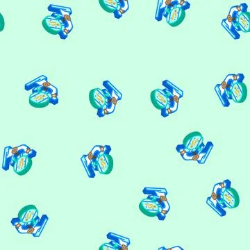 Microscope worm parasite isometric icon seamless pattern Stock Illustration