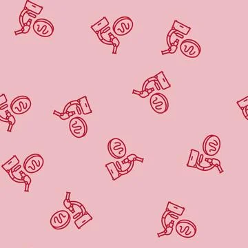 Microscope worm parasite line seamless pattern Stock Illustration