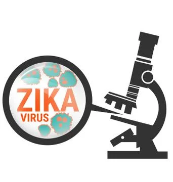 Microscope with Zika virus Stock Illustration