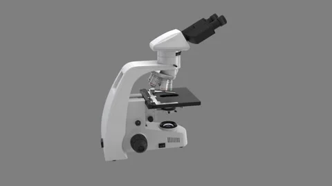 Microscope.Gray background. Alpha channel. Isolated. Seamless loop. 3D render Stock Footage 287566317