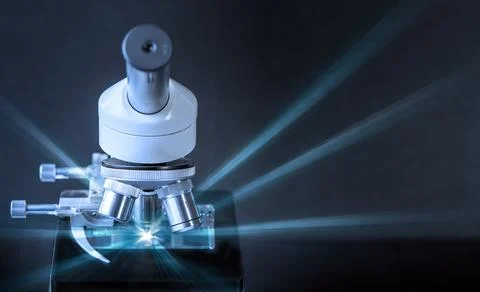 Microscopes or biological microscope used in laboratories, schools, for histo Stock Photos