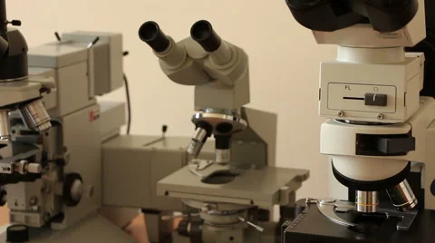 Microscopes panning Stock Footage 61136732
