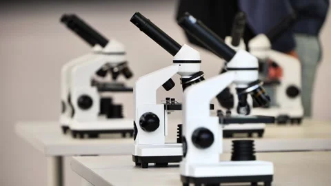 Microscopes for science education and biological research Stock Footage 318810648