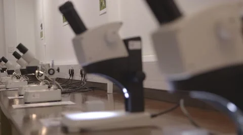 Microscopes in a Science lab Video stock 53023678