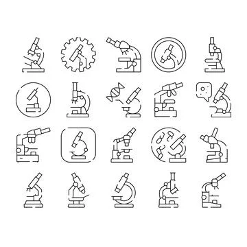 Microscopes for science research and laboratory equipment Stock Illustration