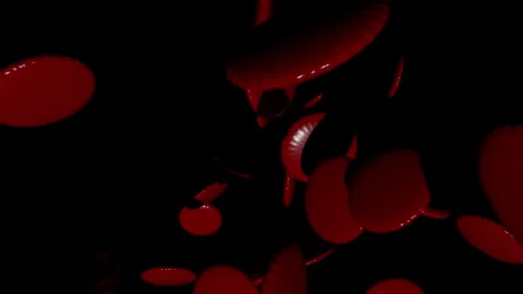 Microscopic 3D animation of red blood cells flowing in a stream Stock Footage 338186558