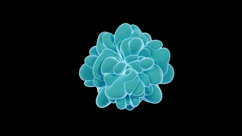Microscopic 3D rendering of soft cyan biological cell morphing loop Stock Footage 340243337