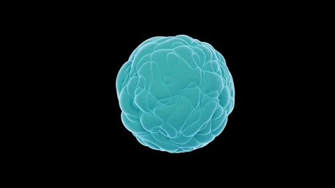 Microscopic 3D rendering of soft cyan biological cell morphing loop Stock Footage 340243399