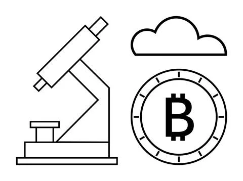 Microscopic Analysis of Cryptocurrency Cloud Computing Integration Concept イラスト素材
