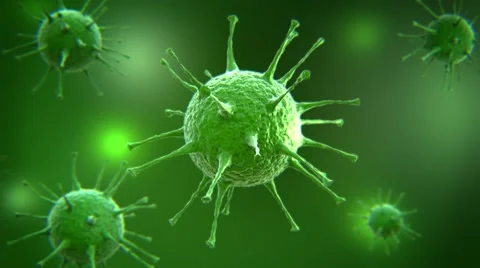Microscopic Animated flu virus Infection With Green Tint Stock Footage 49681519