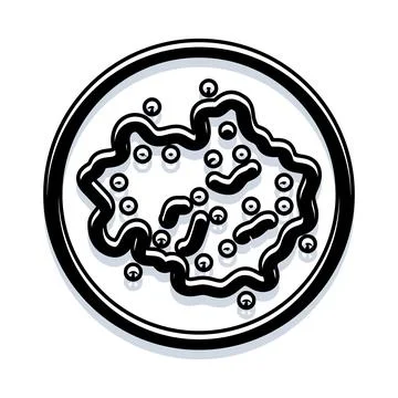 Microscopic bacteria and germs in petri dish Stock Illustration