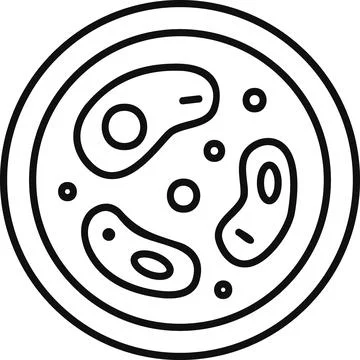 Microscopic Bacteria Cells Petri Dish Icon Stock Illustration