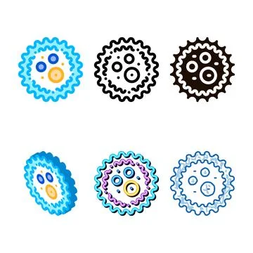 Microscopic bacterium styleset microgerm vector sign icon Stock Illustration