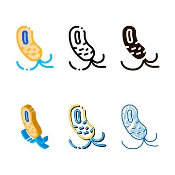 Microscopic bacterium with tails vector forms sign icon Illustrazione stock