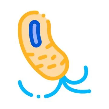 Microscopic Bacterium With Tails Vector Sign Icon Illustrazione stock