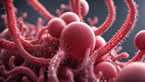 Microscopic biological structures view of virus like cells or bacteria Stock Illustration