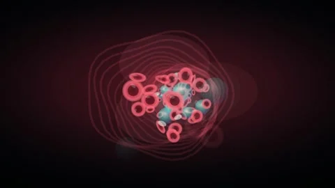 Microscopic Bloodstream Cell Loop - Red Blue Medical Science Backdrop Video stock 341954700