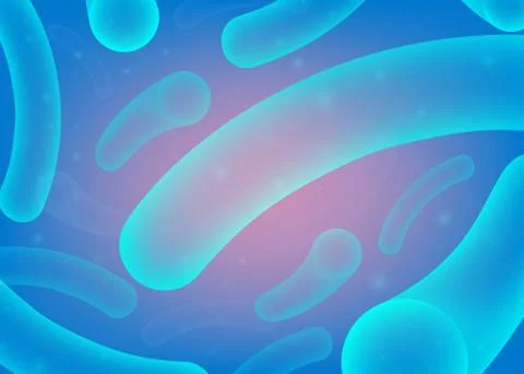 Microscopic blue probiotic bacteria background - vector illustration. Illustrazione stock