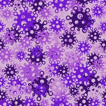 Microscopic cartoon colored bacteria and bacillus seamless pattern background Stockillustratie
