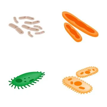 Microscopic cells bacteria and virus organisms concept Ilustración de archivo