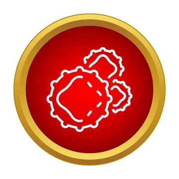 Microscopic cells or bacteria in a red gold icon Illustrazione stock