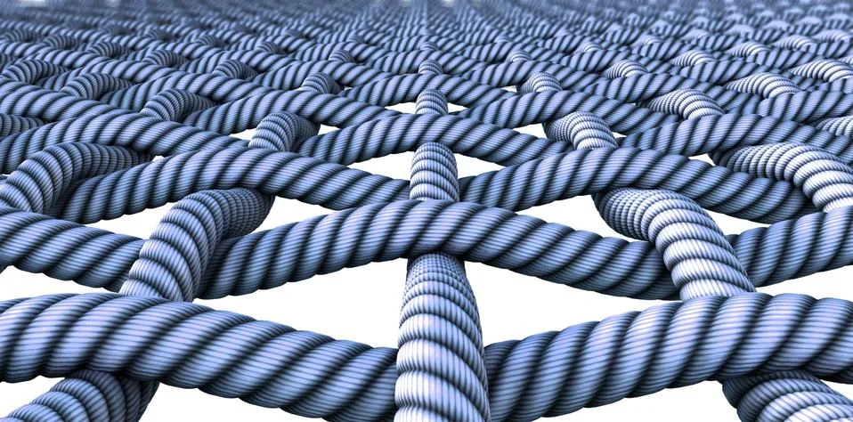 A microscopic close up of a simple blue woven fabric pattern and threads Illustrazione stock
