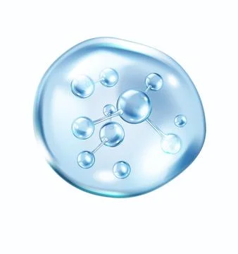 Microscopic collagen molecules in blue bubble illustration Stock Illustration