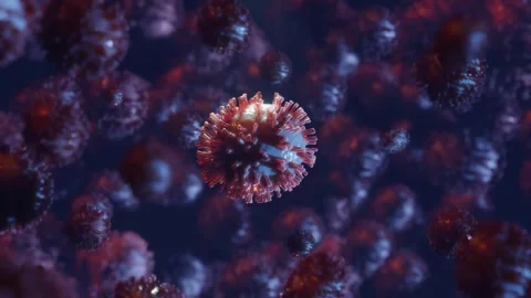 Microscopic Coronavirus And Bacteria Visualization In 3D Animation Stock Footage 325824554