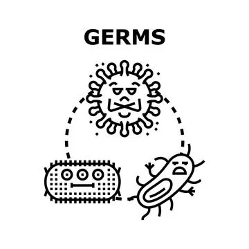 Microscopic germs, bacteria, and virus infecting human body Stock Illustration
