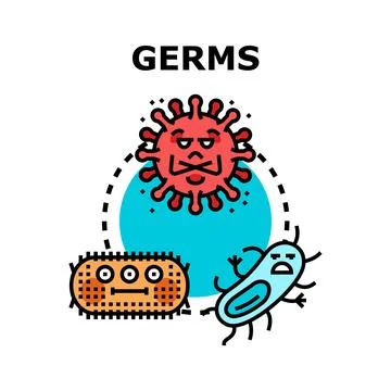 Microscopic germs, bacteria, and virus infecting human body Stock Illustration