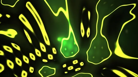 Microscopic green cells with yellow outlines on black background. Stock Footage 336246600