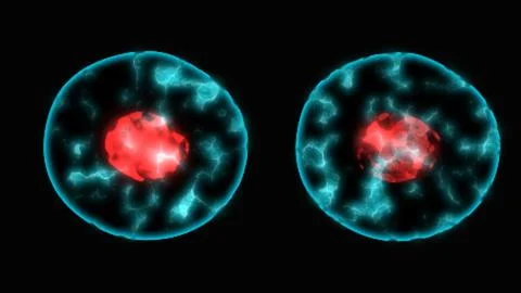 Microscopic of Human cells, 3d rendering. Cell division. Biology concept.  .. Stock Photos